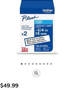 Brother P-touch Laminated Label Tape — White with Black Print